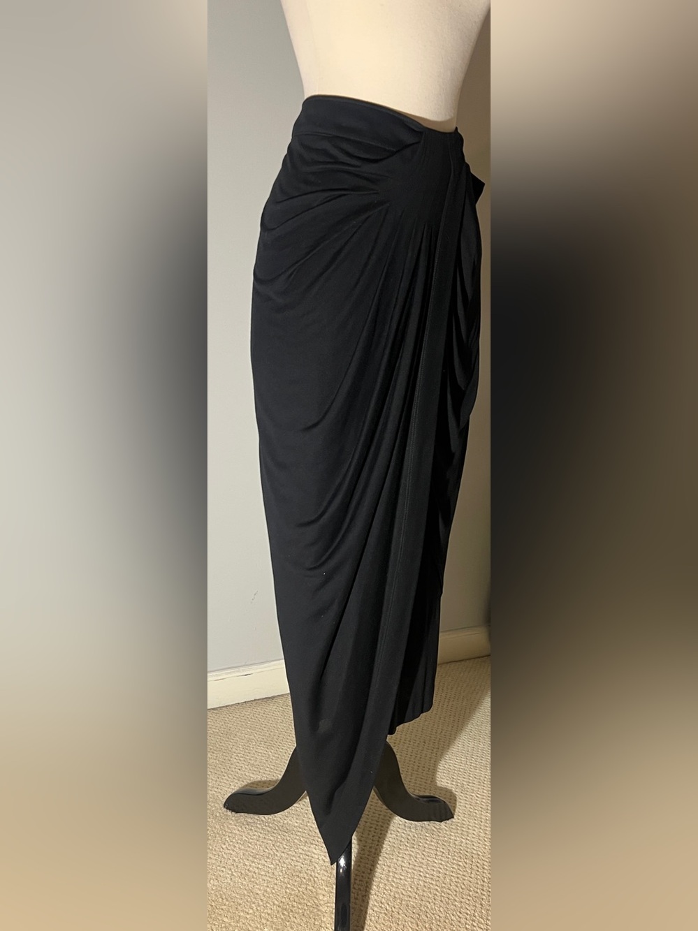 Helmut Lang Black Draped Midi Skirt - Picture 3 of 9